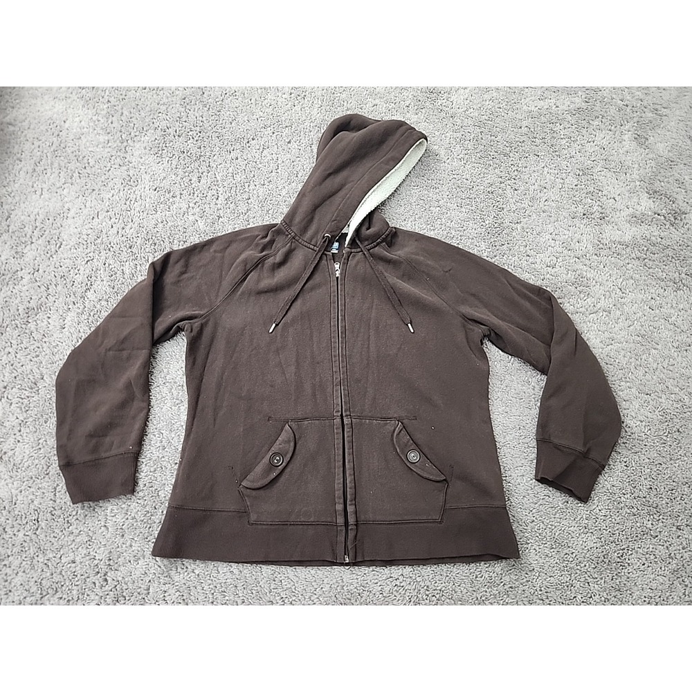 SB Active Sherpa Lined Hoodie Womens XL Brown Full Zip Athleisure Casual Outdoor